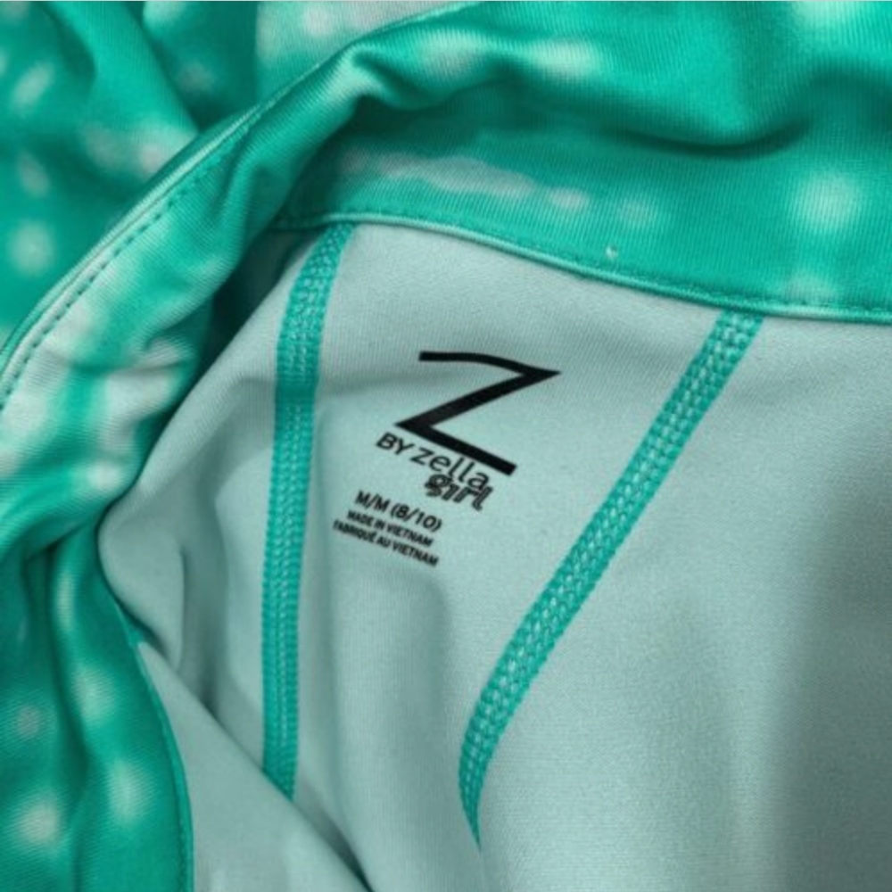 Zella Girl Track Jacket Full Zip M 8/10 Green/Wht - Picture 5 of 6